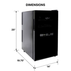 Wine Refrigerator, Dual Zone, 18 Bottle, Thermoelectric, Black