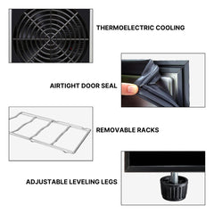 Wine Refrigerator, Dual Zone, 18 Bottle, Thermoelectric, Black
