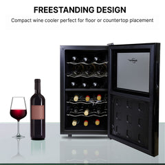 Wine Refrigerator, Dual Zone, 18 Bottle, Thermoelectric, Black