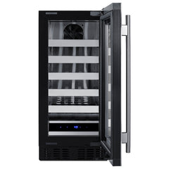 Wine Refrigerator, Single Zone, Built-In and Freestanding, 18 Bottle, Black