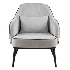 Wingback Accent Chair in Gray and Brown Faux Leather with Black Metal Legs