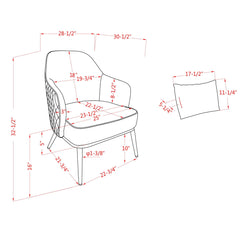 Wingback Accent Chair in Gray and Brown Faux Leather with Black Metal Legs