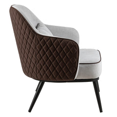 Wingback Accent Chair in Gray and Brown Faux Leather with Black Metal Legs