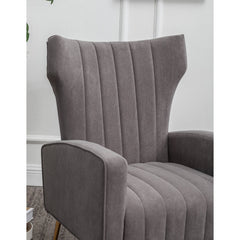 Wingback Accent Chairs, Set of 2, Gray Velvet with Gold Metal Legs