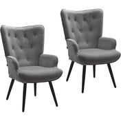 Wingback Accent Chairs, Set of 2, Velvet with Matte Black Metal Legs