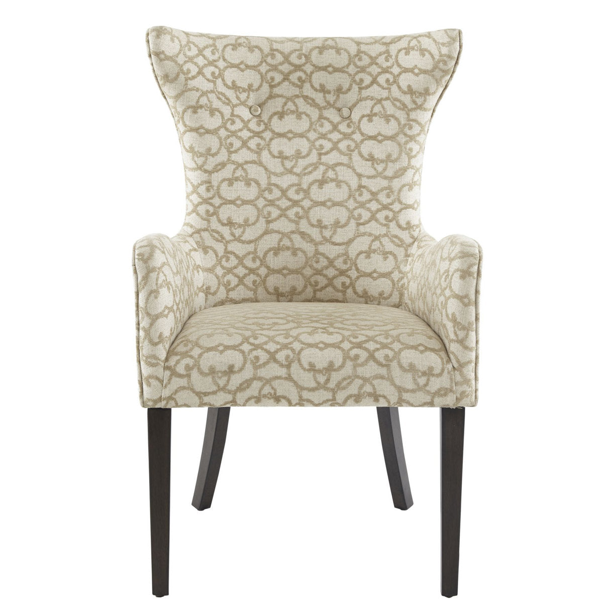 Wingback Armchairs, Set of 2, Tan Polyester Blend with Dark Coffee Legs