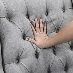 Wingback Chair in Gray Fabric with Espresso Wood Legs