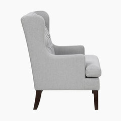 Wingback Chair in Gray Fabric with Espresso Wood Legs
