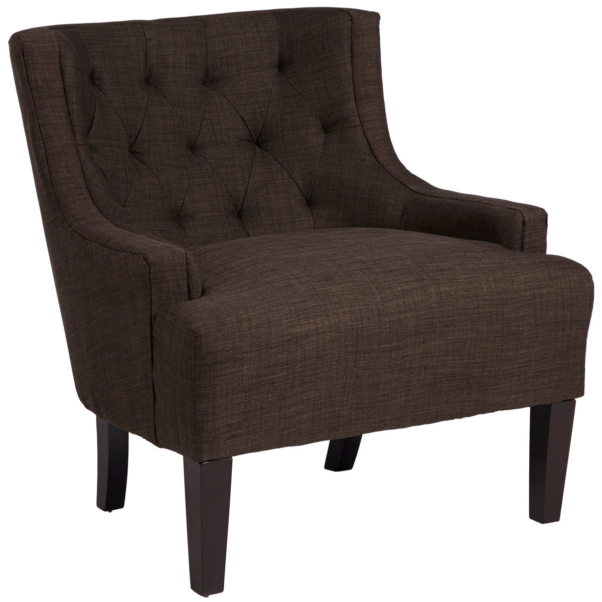 Wingback Chair in Heathered Dark Gray Linen with Dark Espresso Legs