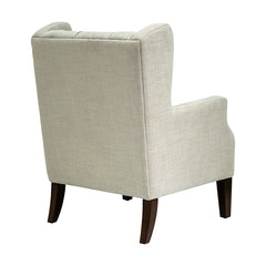 Wingback Chair in Linen Polyester Blend with Espresso Wood Legs