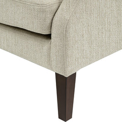 Wingback Chair in Linen Polyester Blend with Espresso Wood Legs