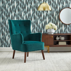 Wingback Chair, Solid Wood Frame with Emerald Green Upholstery