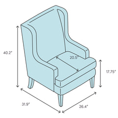Wingback Chair, Solid Wood Frame with Emerald Green Upholstery