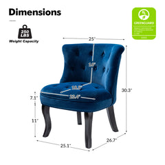 Wingback Chairs, Set of 2, Navy Polyester Blend with Black Birch Legs