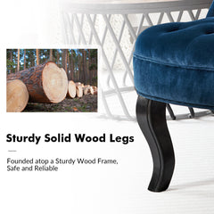 Wingback Chairs, Set of 2, Navy Polyester Blend with Black Birch Legs