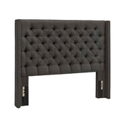 Wingback Headboard in Eastern King with Pewter Gray Linen
