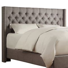Wingback Headboard in Eastern King with Pewter Gray Linen