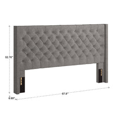 Wingback Headboard in Eastern King with Pewter Gray Linen