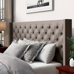 Wingback Headboard in Eastern King with Pewter Gray Linen