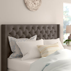 Wingback Headboard in Eastern King with Pewter Gray Linen