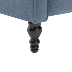 Wingback Push-Back Recliner in Blue Polyester with Black Legs
