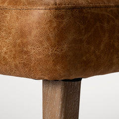 Wingback Side Chair, Upholstered Brown Seat, Solid Wood Frame