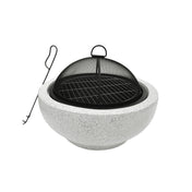 Wood-Burning Fire Pit, 23.62 Inch Round Concrete in Black and Gray