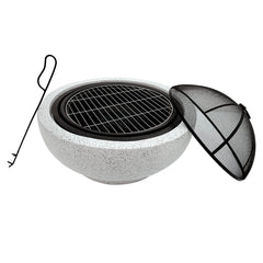 Wood-Burning Fire Pit, 23.62 Inch Round Concrete in Black and Gray