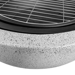 Wood-Burning Fire Pit, 23.62 Inch Round Concrete in Black and Gray
