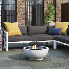 Wood-Burning Fire Pit, 23.62 Inch Round Concrete in Black and Gray