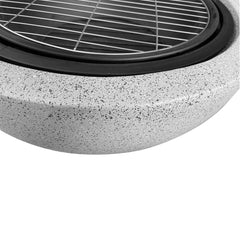 Wood-Burning Fire Pit, 23.62 Inch Round Concrete in Black and Gray