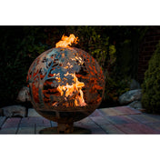Wood Burning Fire Pit, 36 in H Steel Sphere in Brown