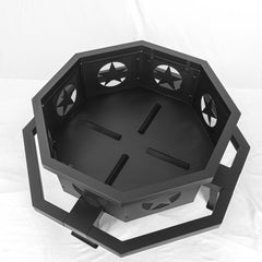 Wood Burning Fire Pit, 42 in Octagon, Black with Fire Poker