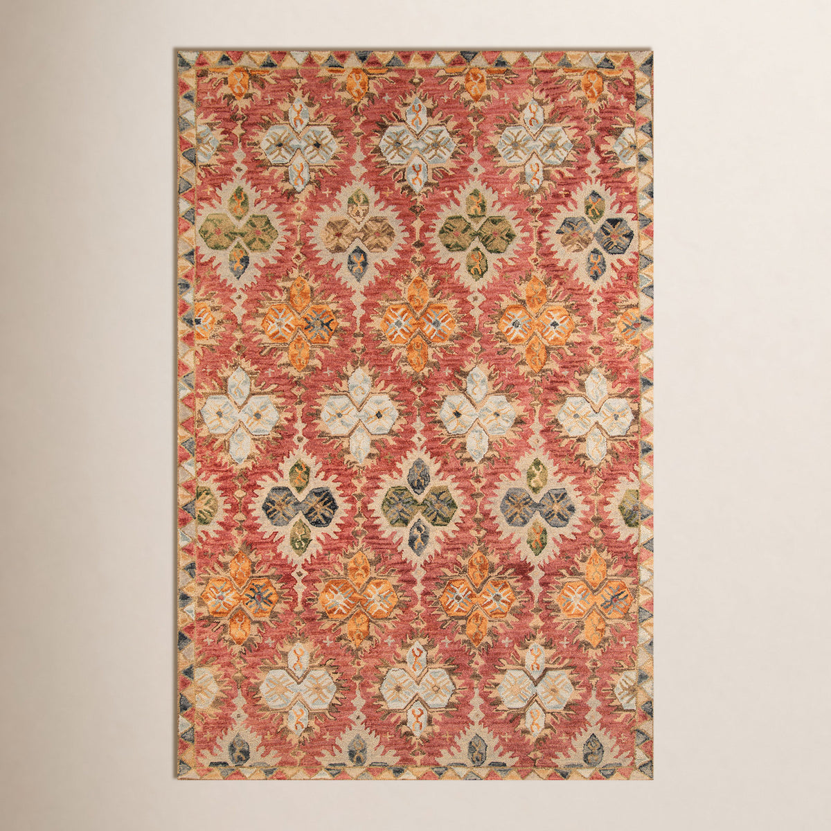 Wool Area Rug, 3'6" x 5'6" with Floral Pattern