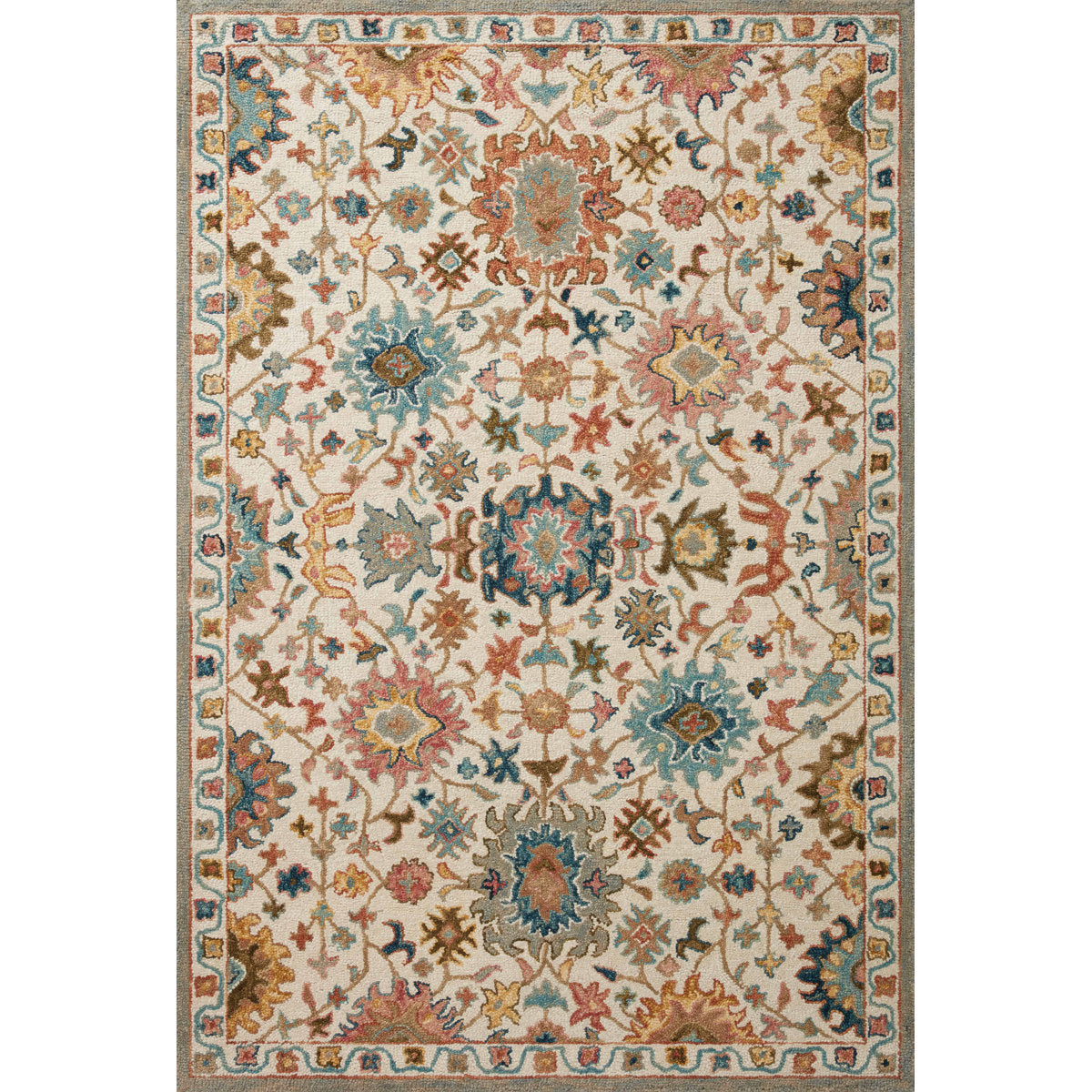 Wool Area Rug, 5 ft x 7 ft 6 in with Oriental Pattern