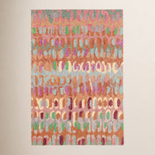 Wool Area Rug, 6 ft x 9 ft in Pink/Green/Brown