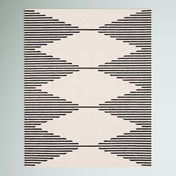 Wool Area Rug, 7'6" x 9'6" with Diamond Stripe Pattern in Ivory