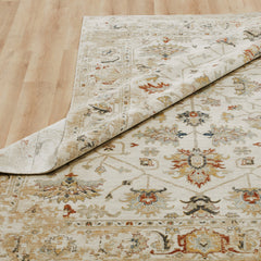 Wool Area Rug, 8'6" x 11'6" in Ivory, Beige, Rust and Navy Blue
