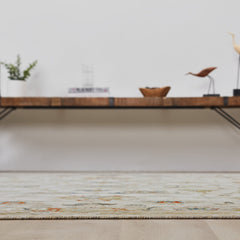 Wool Area Rug, 8'6" x 11'6" in Ivory, Beige, Rust and Navy Blue