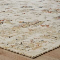 Wool Area Rug, 8'6" x 11'6" in Ivory, Beige, Rust and Navy Blue
