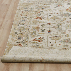 Wool Area Rug, 8'6" x 11'6" in Ivory, Beige, Rust and Navy Blue