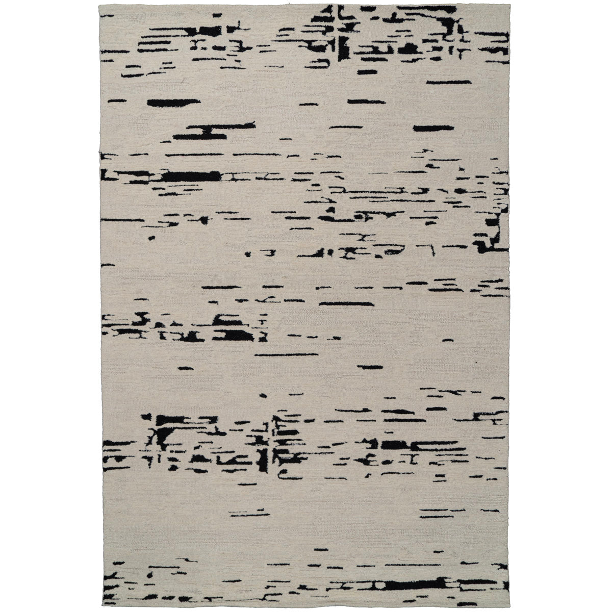 Wool Area Rug, 8 Ft x 10 Ft, Black and White