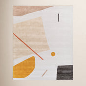 Wool Area Rug, 8 ft x 10 ft in Tan, Light Slate and Mustard