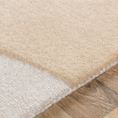 Wool Area Rug, 8 ft x 10 ft in Tan, Light Slate and Mustard