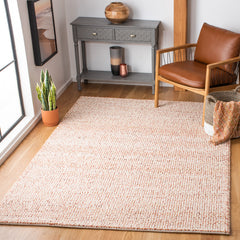 Wool Area Rug, 8 x 10 ft in Ivory and Rust