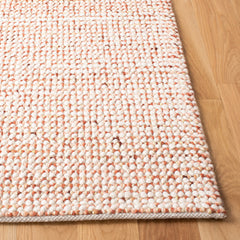Wool Area Rug, 8 x 10 ft in Ivory and Rust