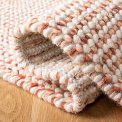 Wool Area Rug, 8 x 10 ft in Ivory and Rust