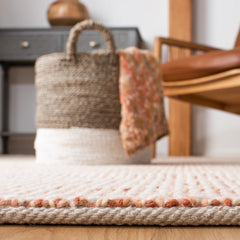 Wool Area Rug, 8 x 10 ft in Ivory and Rust