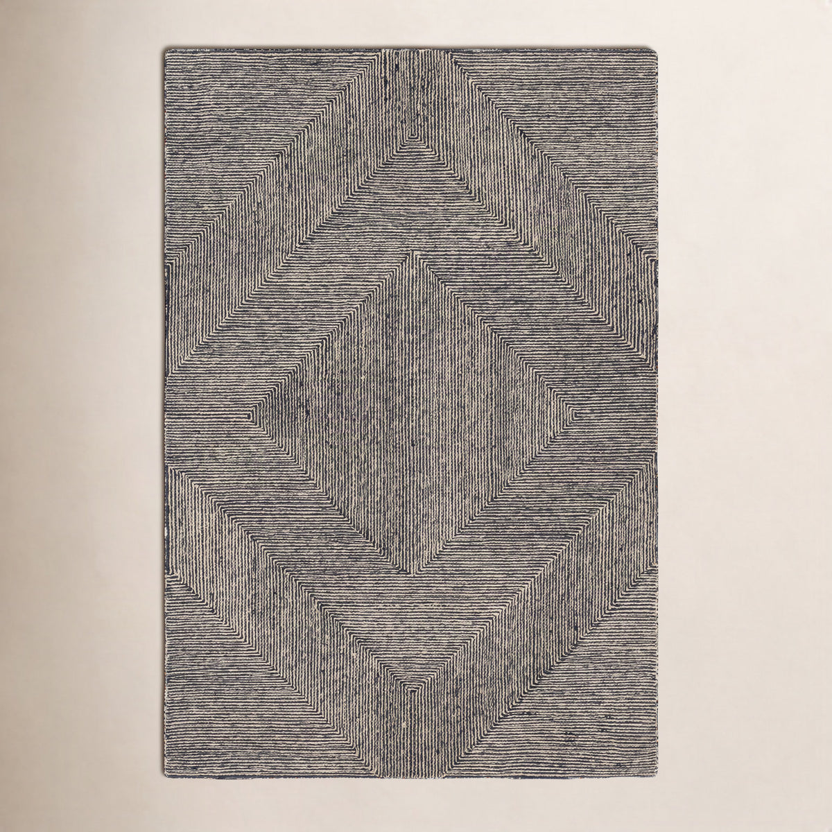 Wool Area Rug, 8' x 10' in Black and Cream