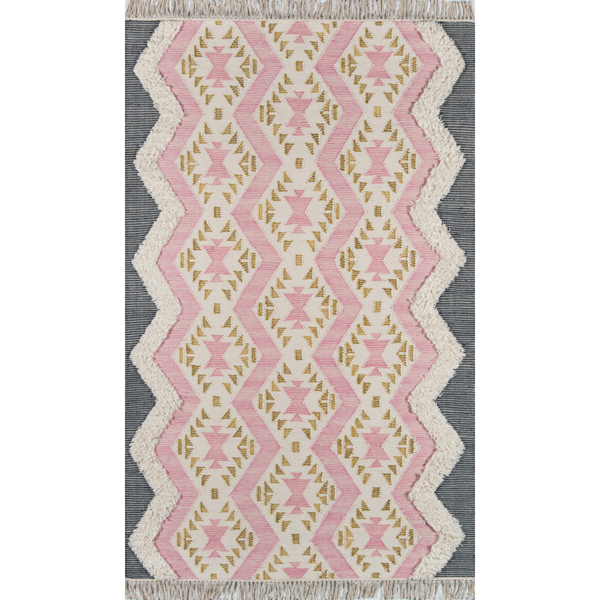Wool Area Rug in Geometric Pattern, 7'6" x 9'6"